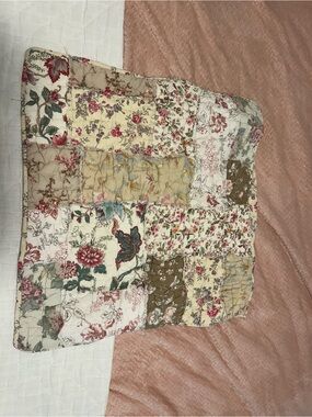 Pottery Barn 25x25 Floral Patchwork Throw Pillow Cover - Cream, Pink & Green